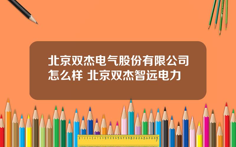 北京双杰电气股份有限公司怎么样 北京双杰智远电力